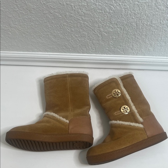 Tory Burch Ginger Suede Shearling Boots Sz 6 - Picture 4 of 10
